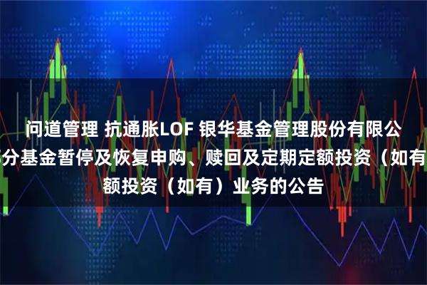 问道管理 抗通胀LOF 银华基金管理股份有限公司关于旗下部分基金暂停及恢复申购、赎回及定期定额投资(如有)业务的公告